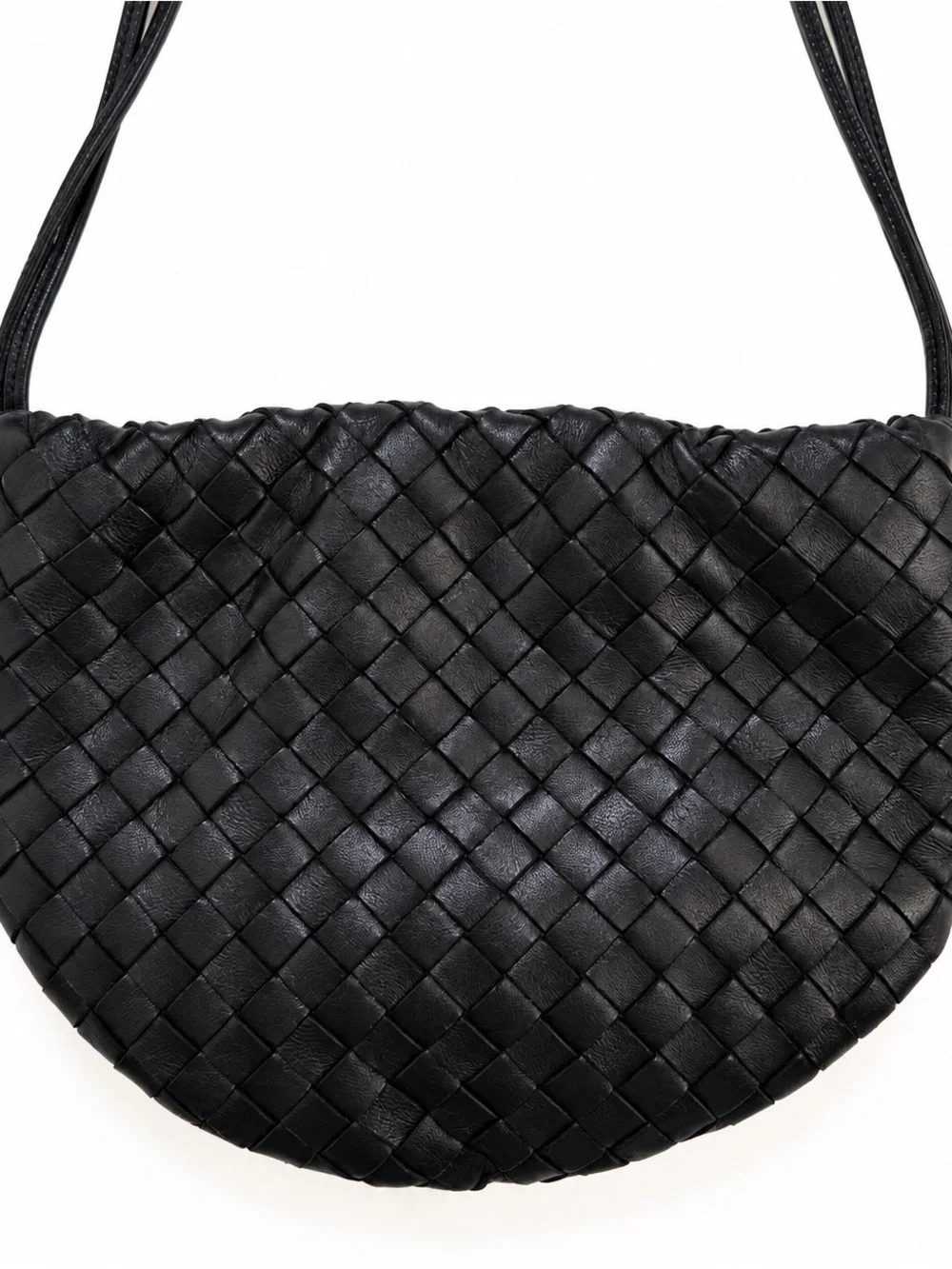 Bottega Veneta Black Intrecciato Woven Leather Crossbody Bag